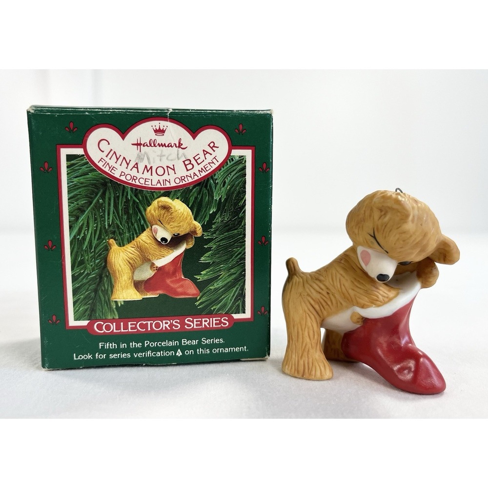 1986 Hallmark Porcelain Bears Cinnamon Bear Ornament 4th Series Gift QX4056‎